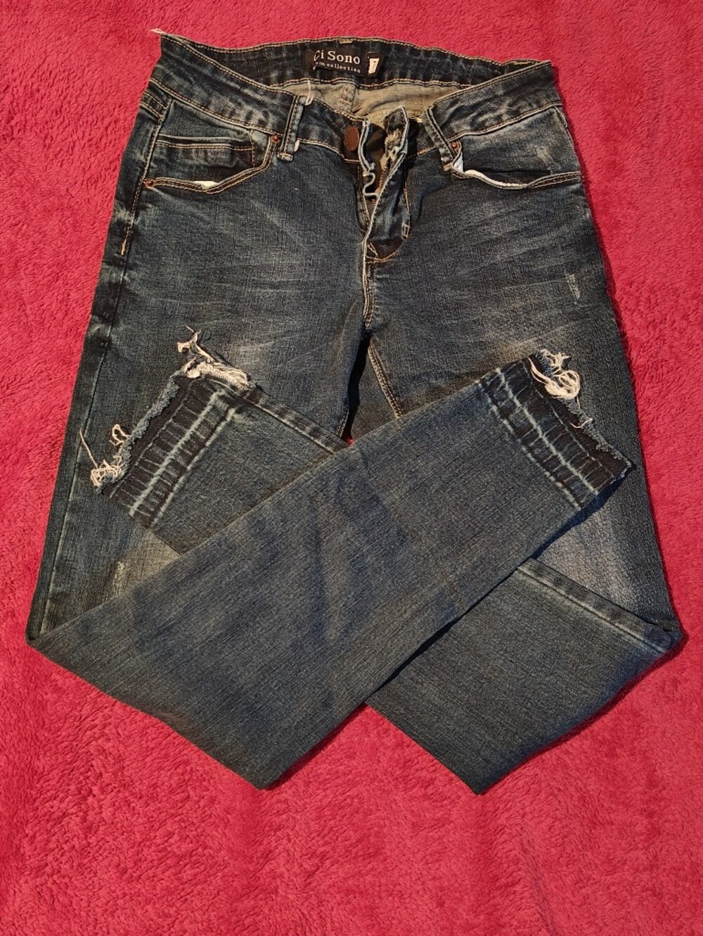 Ci Sono Dark Blue Distressed Skinny Jeans
